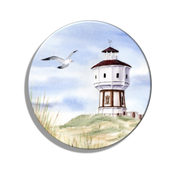 Kühlschrankmagnet m. Flaschenöffner Aquarell Maritim Kunst Druck Kunstdruck Nordsee Insel Langeoog Wasserturm Leuchtturm